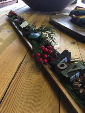 French Bread Tray as Table Centerpiece
