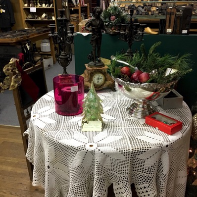 Holiday Table with Silverplate Punch Bowl